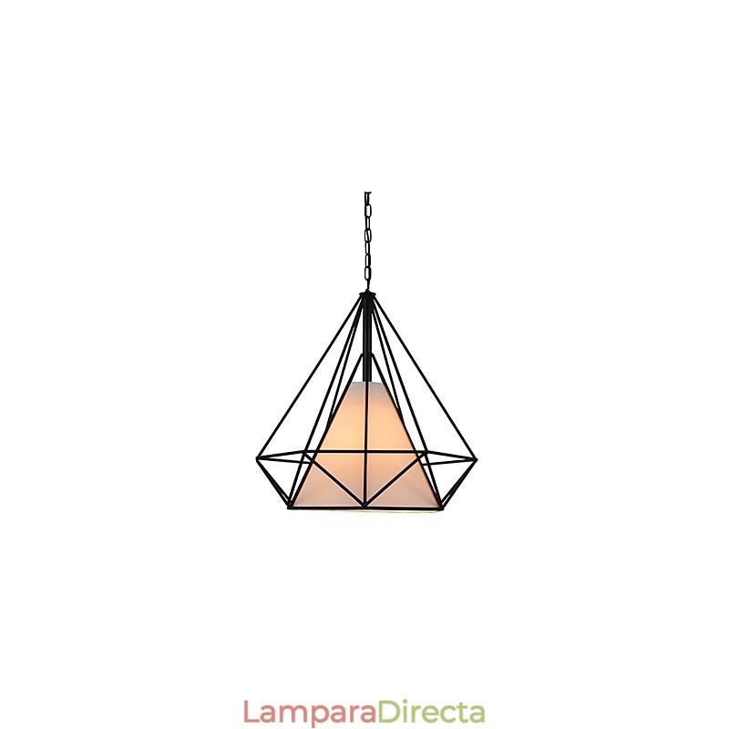 Lámpara colgante mini Diamond, 1 luz, moderna simplicidad, acabado en blanco y negro, de acero al carbono y tela.