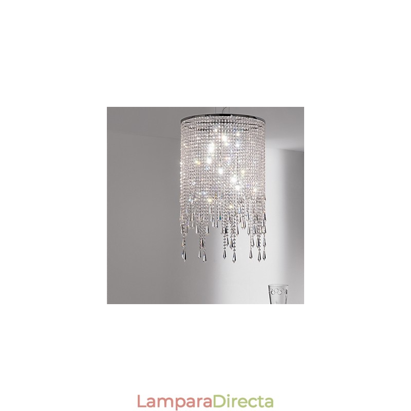 Lámpara colgante de metal y cristal moderna y contemporánea