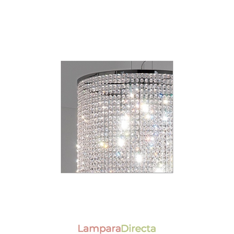 Lámpara colgante de metal y cristal moderna y contemporánea