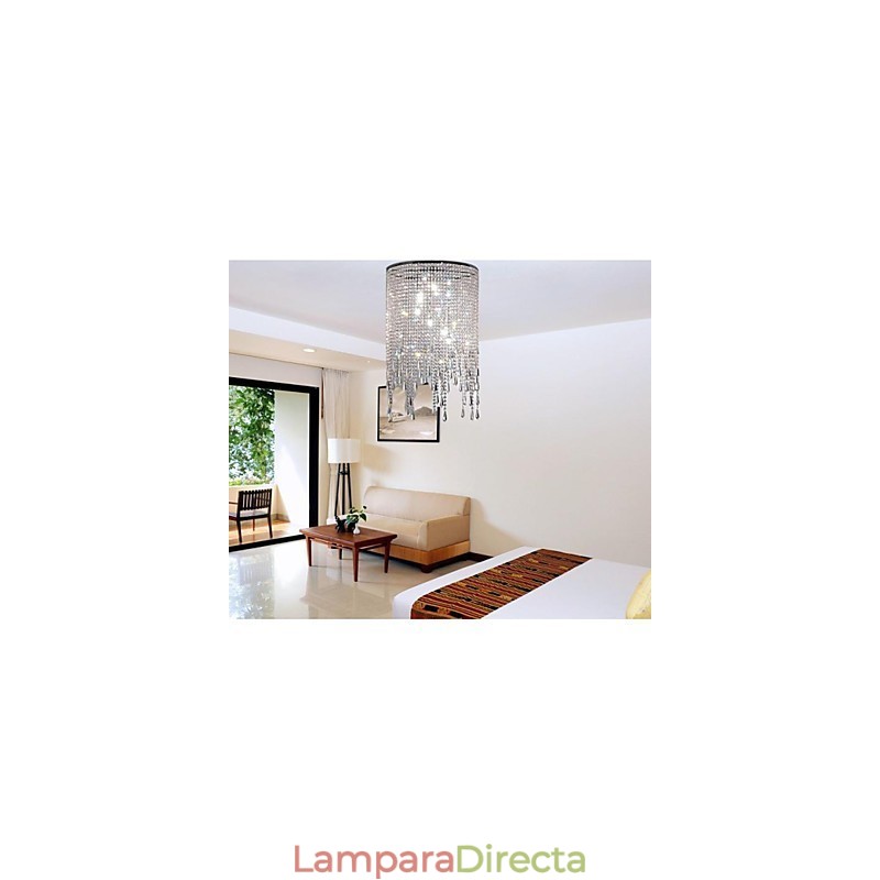Lámpara colgante de metal y cristal moderna y contemporánea