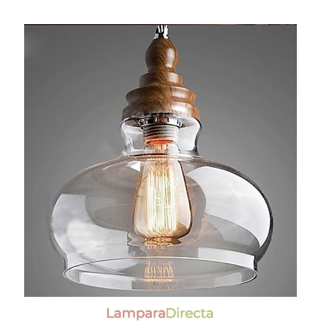 Lámpara colgante de cristal de madera estilo vintage (diámetro de 24 cm) Lámpara colgante de cristal de madera estilo vintage (diámetro de 24 cm)
