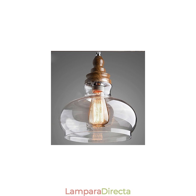 Lámpara colgante de cristal de madera estilo vintage (diámetro de 24 cm)
