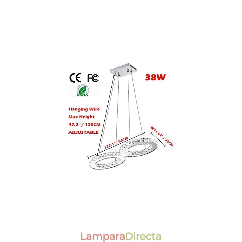 Lámpara colgante de techo de cristal, accesorios de iluminación