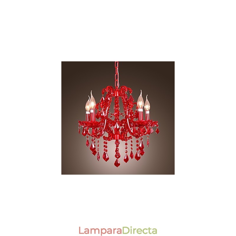Lámpara de araña moderna contemporánea de metal cromado y cristal