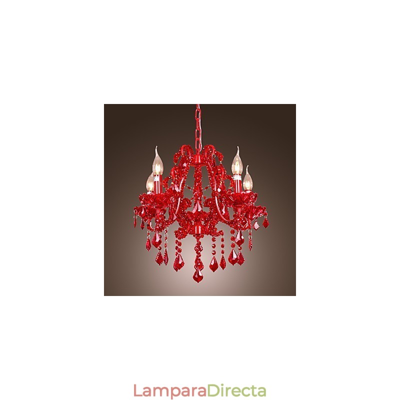 Lámpara de araña moderna contemporánea de metal cromado y cristal