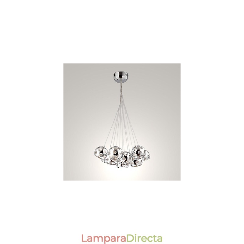 Lámpara colgante moderna y contemporánea de metal cromado con forma de globo