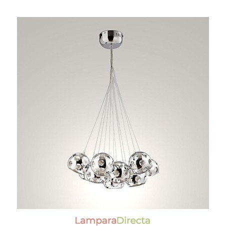Lámpara colgante moderna y contemporánea de metal cromado con forma de globo Lámpara colgante moderna y contemporánea de metal cromado con forma de globo