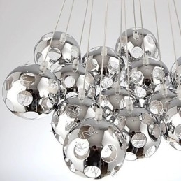 Lámpara colgante moderna y contemporánea de metal cromado con forma de globo