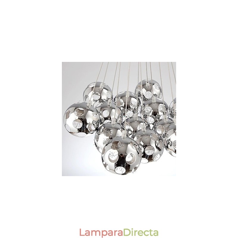 Lámpara colgante moderna y contemporánea de metal cromado con forma de globo