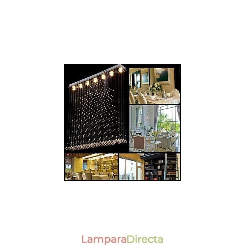 Lámpara colgante de cristal K9, lámpara colgante de alambre, iluminación de techo