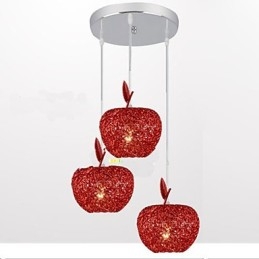 Lámpara de araña de aluminio tejido con tres cabezales Apple A