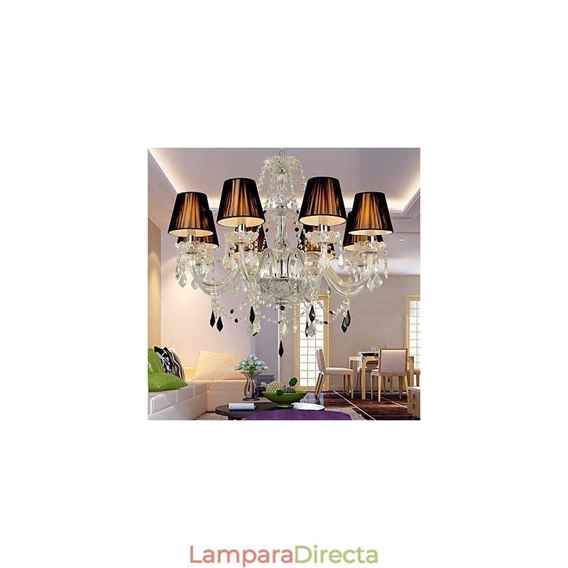 Elegante lámpara de araña de cristal con 8 luces