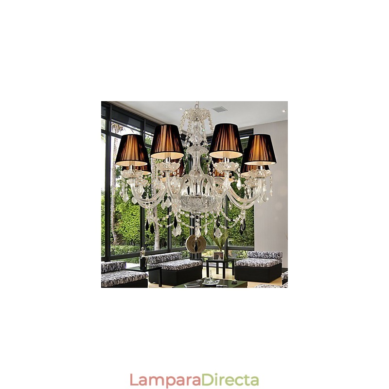 Elegante lámpara de araña de cristal con 8 luces