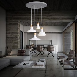 Lámpara colgante creativa de 4 luces con pantalla de hierro