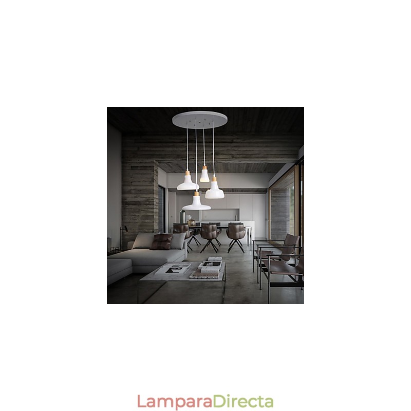 Lámpara colgante creativa de 4 luces con pantalla de hierro