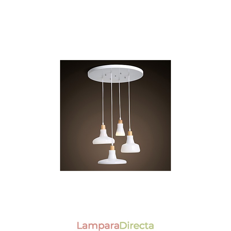 Lámpara colgante creativa de 4 luces con pantalla de hierro