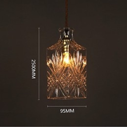 Lámpara colgante de cristal con diseño de botella romántica y creativa tallada