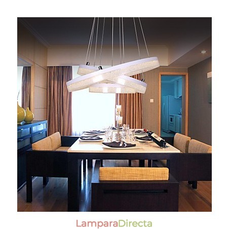 Lámpara colgante de cristal moderna con tres anillos Lámpara colgante de cristal moderna con tres anillos