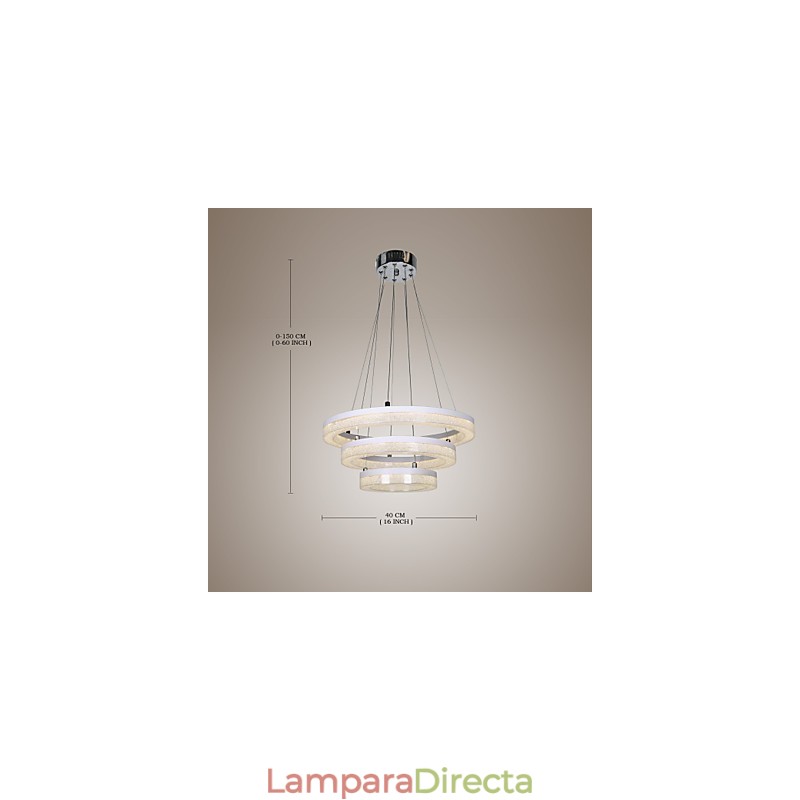 Lámpara colgante de cristal moderna con tres anillos