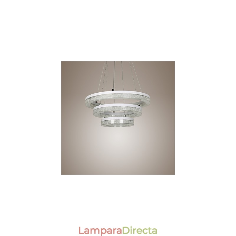 Lámpara colgante de cristal moderna con tres anillos
