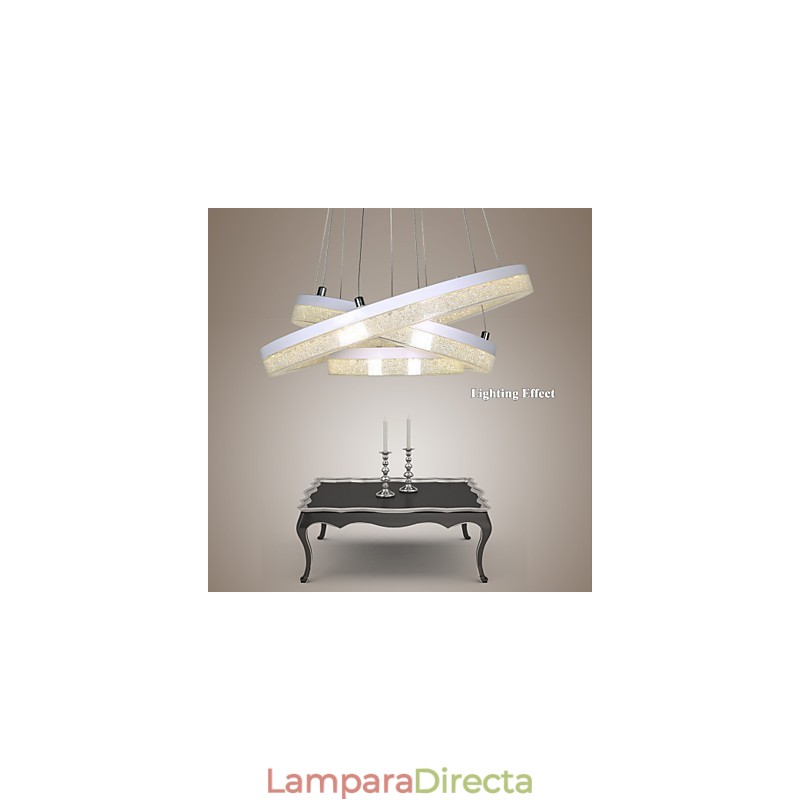Lámpara colgante de cristal moderna con tres anillos