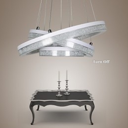 Lámpara colgante de cristal moderna con tres anillos
