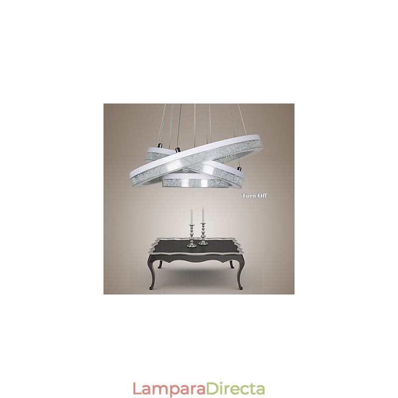 Lámpara colgante de cristal moderna con tres anillos