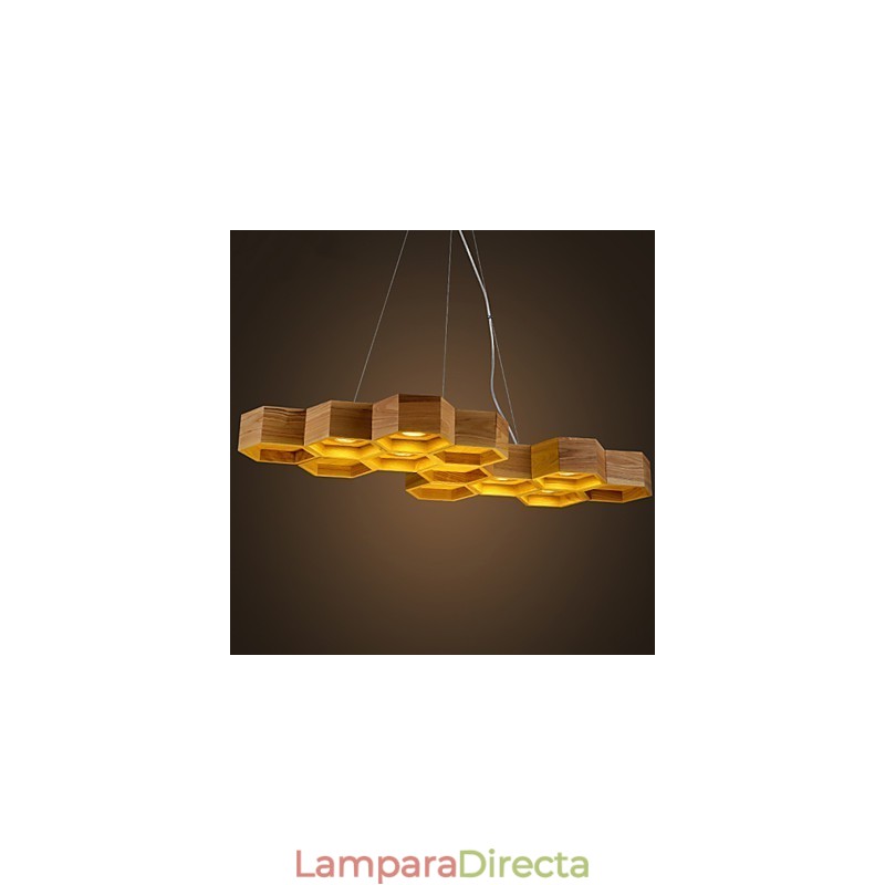 Lámpara de araña de diseño con individualidad artística, sencilla, de madera de panal