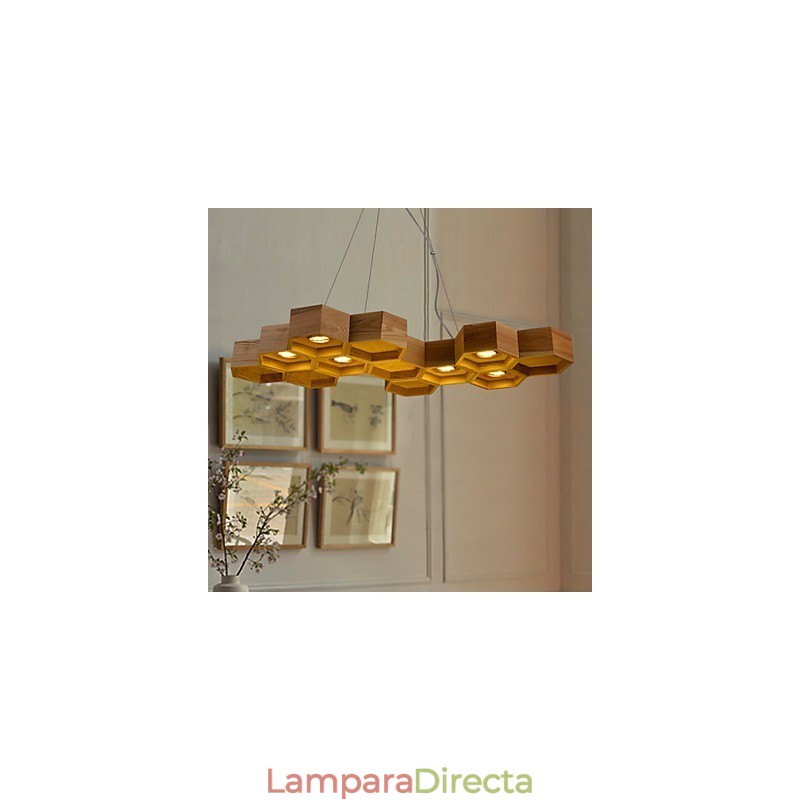 Lámpara de araña de diseño con individualidad artística, sencilla, de madera de panal