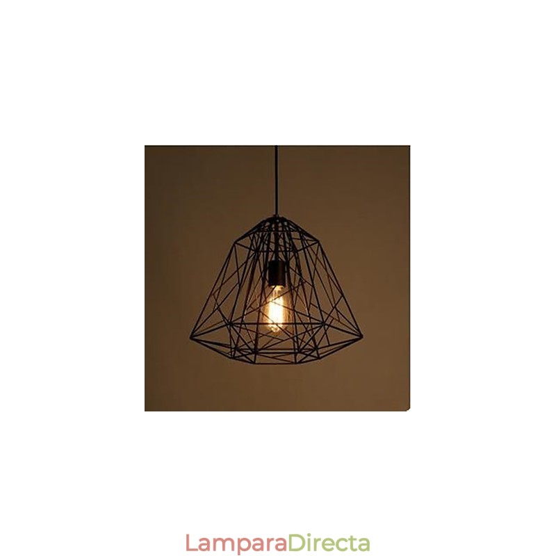 Lámpara colgante retro de hierro forjado con forma de diamante